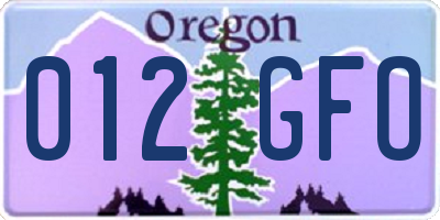 OR license plate 012GFO