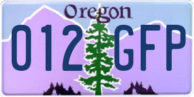 OR license plate 012GFP