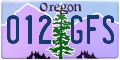 OR license plate 012GFS