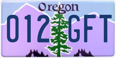 OR license plate 012GFT