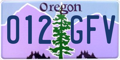 OR license plate 012GFV