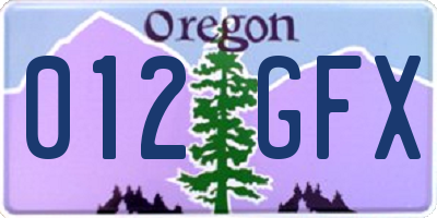 OR license plate 012GFX