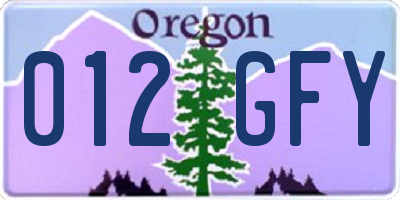 OR license plate 012GFY