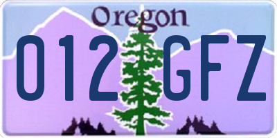 OR license plate 012GFZ
