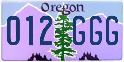 OR license plate 012GGG