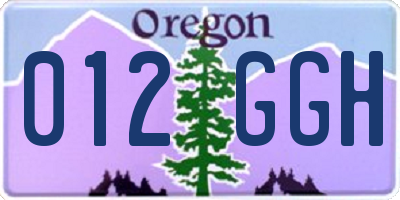 OR license plate 012GGH