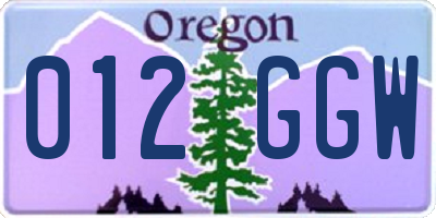 OR license plate 012GGW