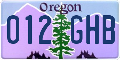 OR license plate 012GHB