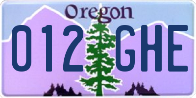 OR license plate 012GHE