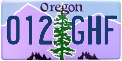 OR license plate 012GHF