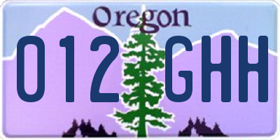 OR license plate 012GHH