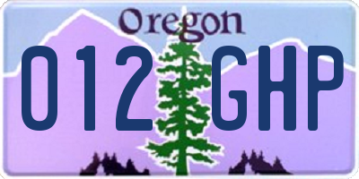 OR license plate 012GHP