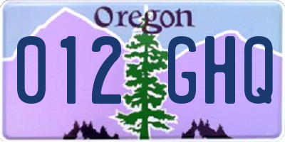 OR license plate 012GHQ