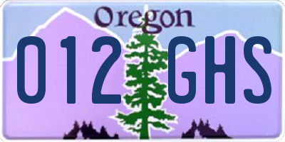 OR license plate 012GHS