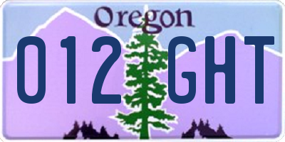 OR license plate 012GHT