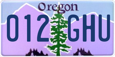 OR license plate 012GHU