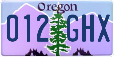 OR license plate 012GHX