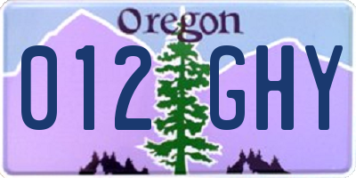 OR license plate 012GHY