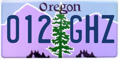 OR license plate 012GHZ