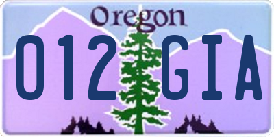 OR license plate 012GIA