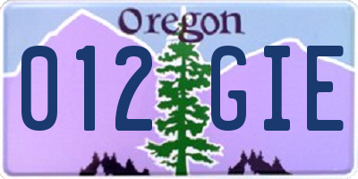 OR license plate 012GIE