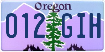 OR license plate 012GIH