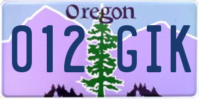 OR license plate 012GIK