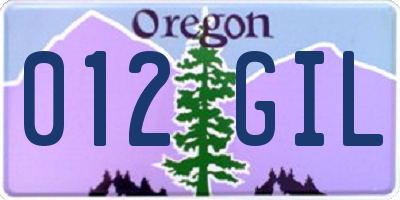 OR license plate 012GIL