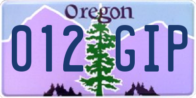 OR license plate 012GIP