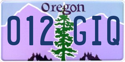 OR license plate 012GIQ