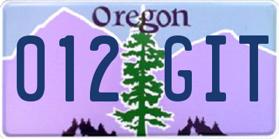 OR license plate 012GIT