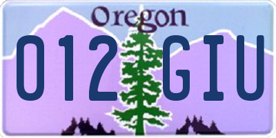 OR license plate 012GIU