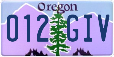 OR license plate 012GIV