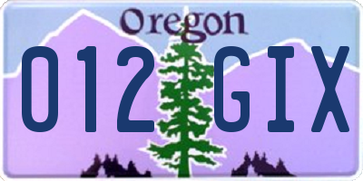 OR license plate 012GIX