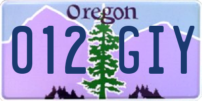 OR license plate 012GIY