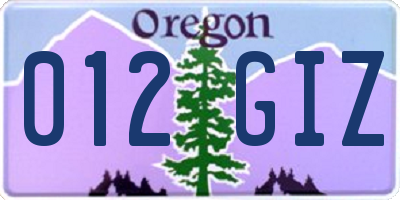 OR license plate 012GIZ
