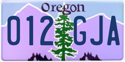 OR license plate 012GJA