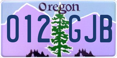 OR license plate 012GJB