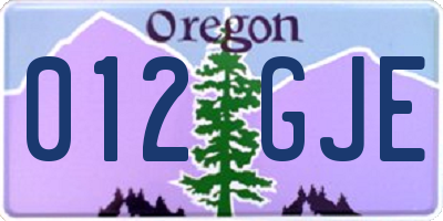 OR license plate 012GJE