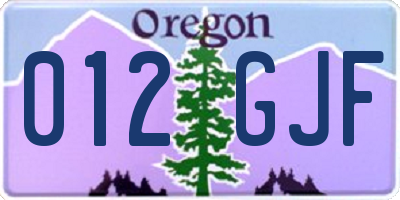 OR license plate 012GJF