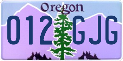 OR license plate 012GJG