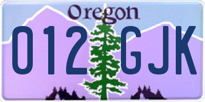 OR license plate 012GJK