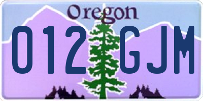 OR license plate 012GJM