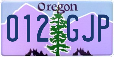 OR license plate 012GJP