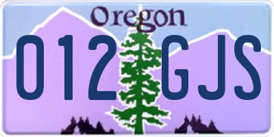 OR license plate 012GJS