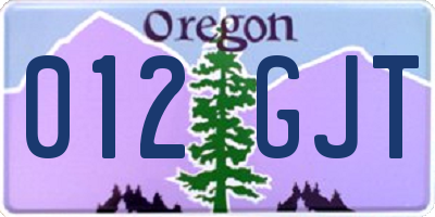 OR license plate 012GJT