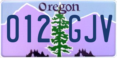 OR license plate 012GJV