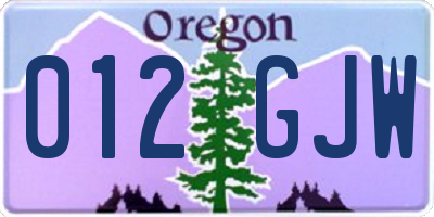 OR license plate 012GJW