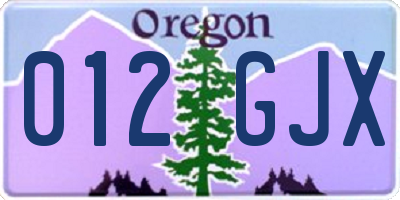 OR license plate 012GJX