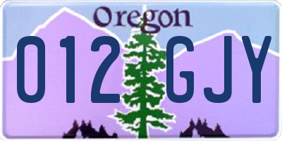 OR license plate 012GJY
